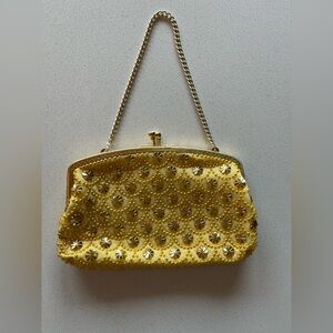 Vintage Gold Beaded Clutch